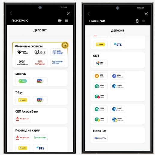 Способы оплаты в PokerOK